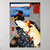 Kuniyoshi Frau mit Katzenposter