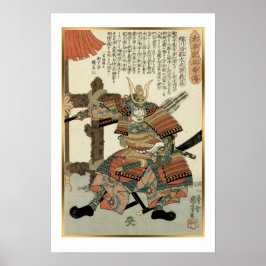 Kuniyoshi Vintag Japanisch Samurai Imagawa Yoshimo Poster