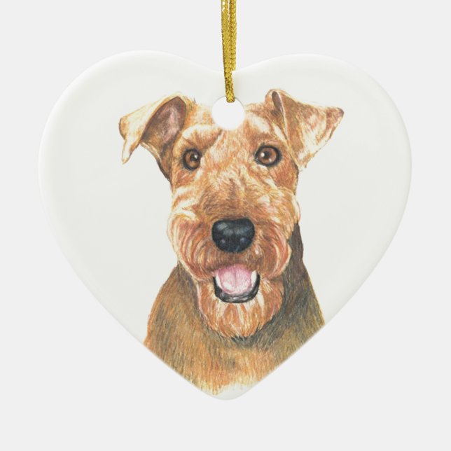 Kunst Airedales Terrier Keramik Ornament (Vorne)