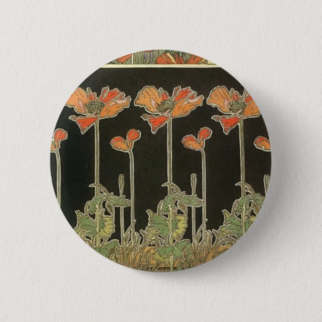 Kunst Alphonse Mucha Vintage populäre Nouveau Button (Vorderseite)