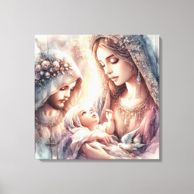 Kunst an der Weihnachtsmauer mit Jungfrau Mary und Leinwanddruck (Vorderseite)