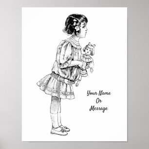 Kunst aus dem 19. Jahrhundert: Süßes Mädchen mit e Poster
