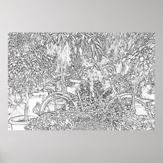 Kunst-Biken in Schwarz und Weiß Poster