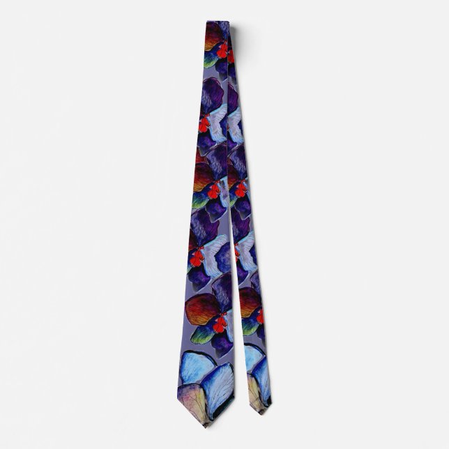 Kunst-blaue Orchideen-Krawatte 2 Krawatte (Vorderseite)
