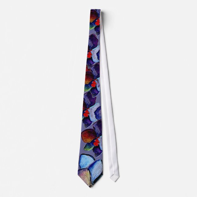 Kunst-blaue Orchideen-Krawatte Krawatte (Vorderseite)