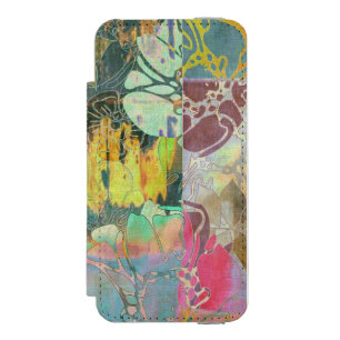Kunst Blumen Grunge-Muster Incipio Watson™ iPhone 5 Geldbörsen Hülle