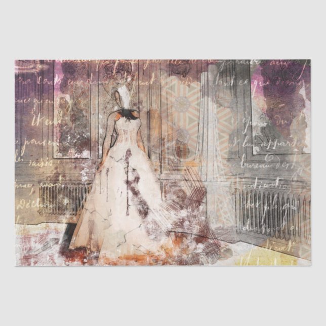 Kunst Collage Romantische Frau 38 Decoupage Seidenpapier (Vorderseite)