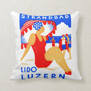Kunst-Deko 1929 Strandbad Lido Luzern Kissen