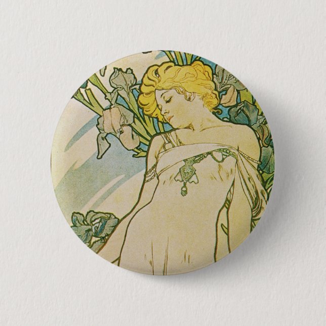 Kunst-Deko Alphonse Mucha Button (Vorderseite)