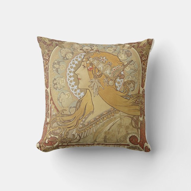 Kunst-Deko Alphonse Mucha Kissen (Vorderseite)