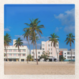 Kunst-Deko-Bezirk des Südstrandes Miami Glasuntersetzer