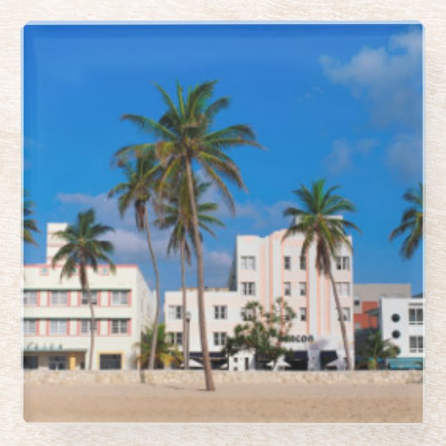Kunst-Deko-Bezirk des Südstrandes Miami Glasuntersetzer (Vorderseite)