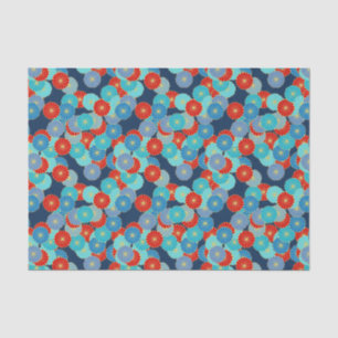 Kunst-Deko-Blumenmuster - Blau, Türkis und Rot Seidenpapier