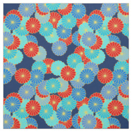 Kunst-Deko-Blumenmuster - Blau, Türkis und Rot Stoff