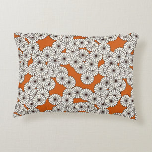 Kunst-Deko-Blumenmuster - Creme auf Rost Zierkissen