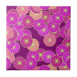 Kunst-Deko-Blumenmuster - Schatten von violettem, Fliese