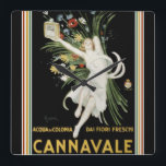 Kunst-Deko Cannavale Köln Anzeigen-Uhr Quadratische Wanduhr<br><div class="desc">Leonetto Cappiello Kunst-Deko-Entwurfs-Anzeige für Cannavale Köln</div>