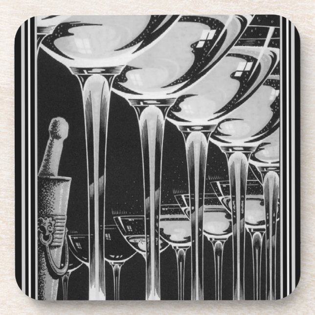 Kunst-Deko-ChampagneglasUntersetzer-Set (6) Getränkeuntersetzer (Vorderseite)