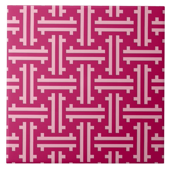 Kunst-Deko-chinesisches Gitterwerk, Fuchsien-Rosa Fliese (Vorderseite)