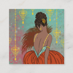 Kunst-Deko-Dame mit Juwelen - BIANCA: Vintager Quadratische Visitenkarte