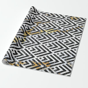 Kunst-Deko-Diamant-Dreieck-Schwarz-weißer Marmor Geschenkpapier
