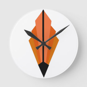 Kunst-Deko-Fan-Muster in der Orange Runde Wanduhr