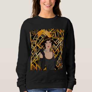 Kunst-Deko, Flippermädchen, Vintages, großes Sweatshirt