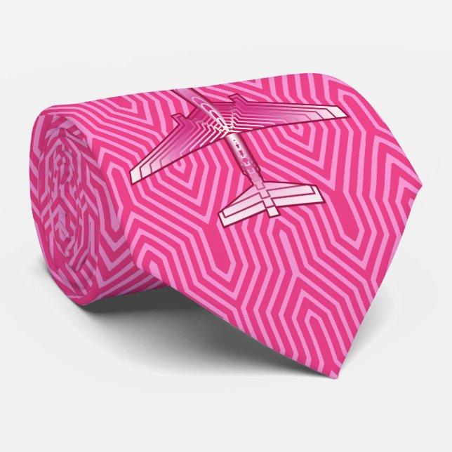 Kunst-Deko-Flugzeug, Fuchsie und Pastellrosa Krawatte (Gerollt)