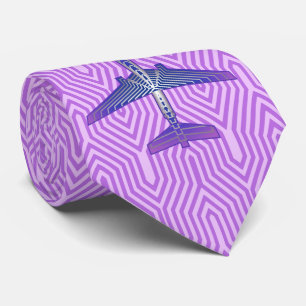 Kunst-Deko-Flugzeug, violettes lila und silbernes Krawatte