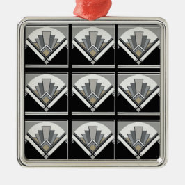 Kunst-Deko geometrisch Silbernes Ornament