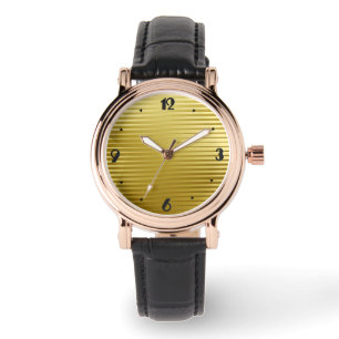 Kunst-Deko-Goldsatin-Streifen Armbanduhr
