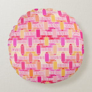 Kunst-Deko industrieller Chic - Rosa, Pfirsich, Rundes Kissen
