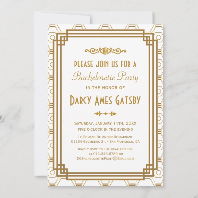 Kunst-Deko-Junggeselinnen-Abschieds-Einladungen Einladung (Vorderseite)