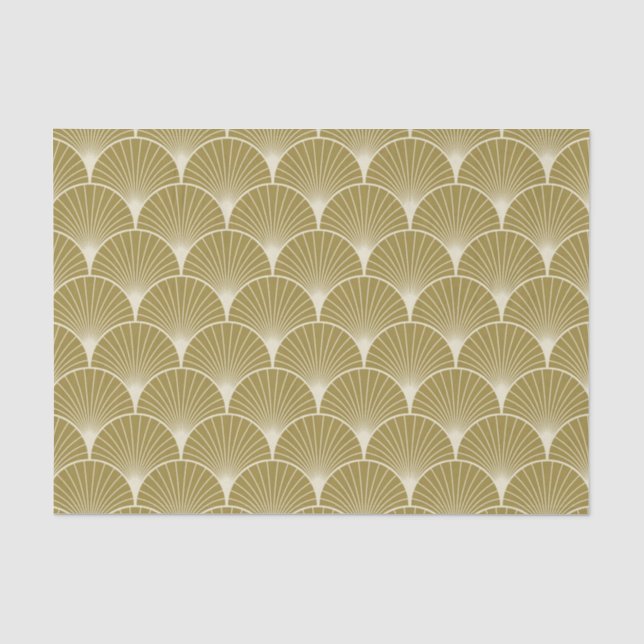Kunst-Deko, Kamm-Muschel, Muster, Gold, Weiß, Seidenpapier (Vorderseite)