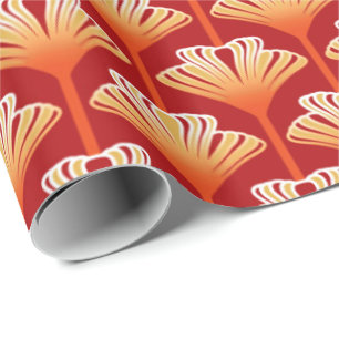 Kunst-Deko-Lilie, Mandarine-Orange und Gold Geschenkpapier
