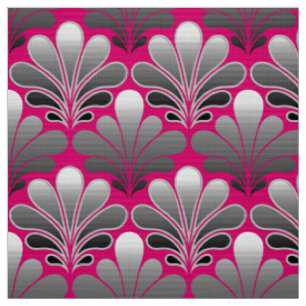 Kunst-Deko-Muschel-Muster, Grau und Fuchsien-Rosa Stoff