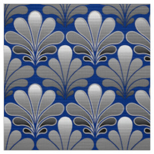 Kunst-Deko-Muschel-Muster-, Silber-und Kobalt-Blau Stoff