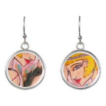 Kunst-Deko-Prallplatten-Mädchen-Tropfen-Ohrringe