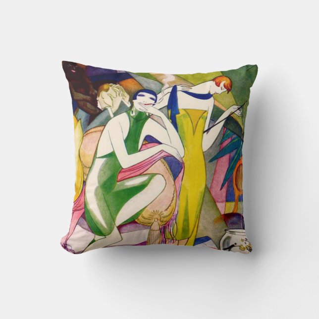Kunst-Deko-Prallplattethrow-Kissen-Grün bunt Kissen (Vorderseite)