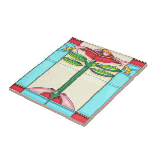 Kunst-Deko-Rosen-Baum-beflecktes Glas Fliese