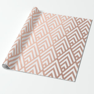 Kunst-Deko-Rosen-Goldweiß stuft Stammes- Geometri Geschenkpapier