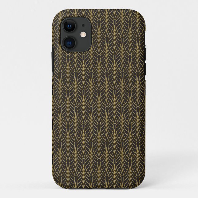 Kunst-Deko-Schwarzes und Goldfedern Case-Mate iPhone Hülle (Rückseite)