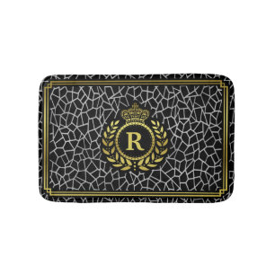 Kunst-Deko-Silber-Goldschwarz-Lorbeerwreath-Krone Badematte