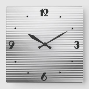 Kunst-Deko-Silber-Satin-Streifen Quadratische Wanduhr