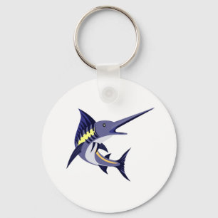 Kunst-Dekoart des blauen Speerfisches Schlüsselanhänger