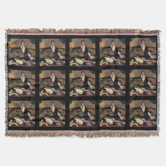 Kunst-Dekoborzoi-DeckeThrow Decke (Vorderseite)
