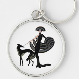 Kunst-Dekoborzoi-Schlüsselring Schlüsselanhänger