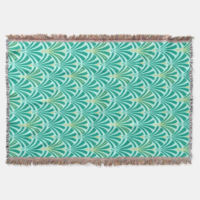 Kunst-Dekofanmuster - Türkis auf Aqua Decke (Vorderseite)