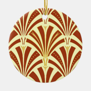 Kunst-Dekofanmuster - verkupfern Sie auf Gelb Keramik Ornament
