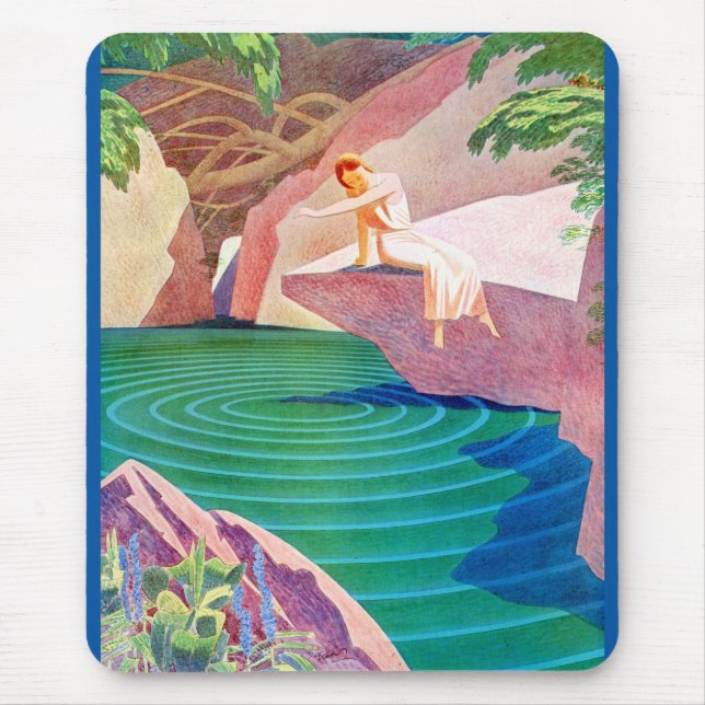 Kunst-Dekofrau 1931 durch einen Teich Mousepad (Vorne)